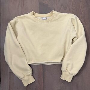 Aritzia Tna Light Yellow Cozy Fleece Cropped Sweatshirt